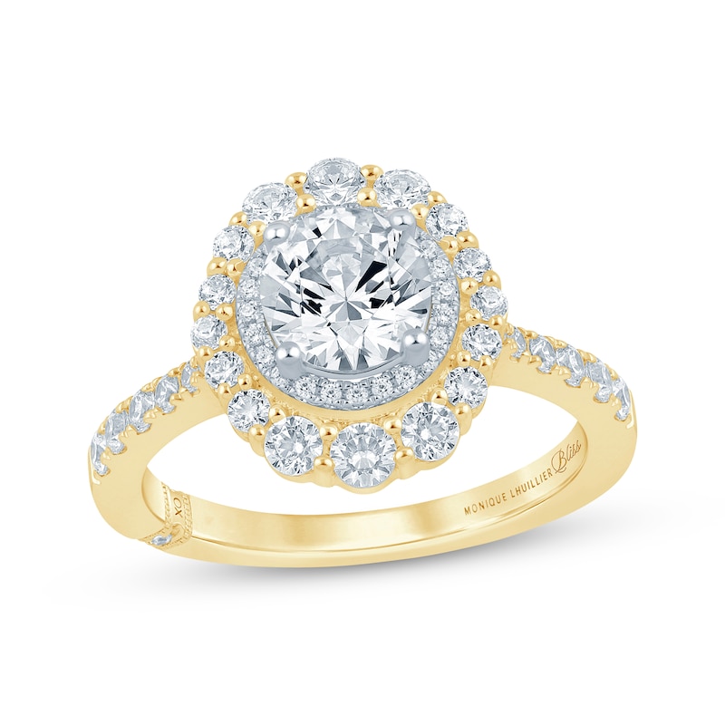 Monique Lhuillier Bliss Round-Cut Lab-Created Diamond Engagement Ring 1-7/8 ct tw 18K Two-Tone Gold