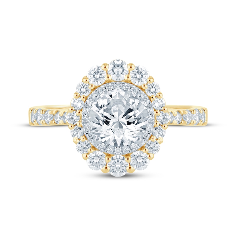 Monique Lhuillier Bliss Round-Cut Lab-Created Diamond Engagement Ring 1-7/8 ct tw 18K Two-Tone Gold