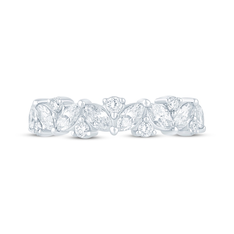 Monique Lhuillier Bliss Marquise & Round-Cut Lab-Created Diamond Anniversary Ring 1 ct tw 18K White Gold