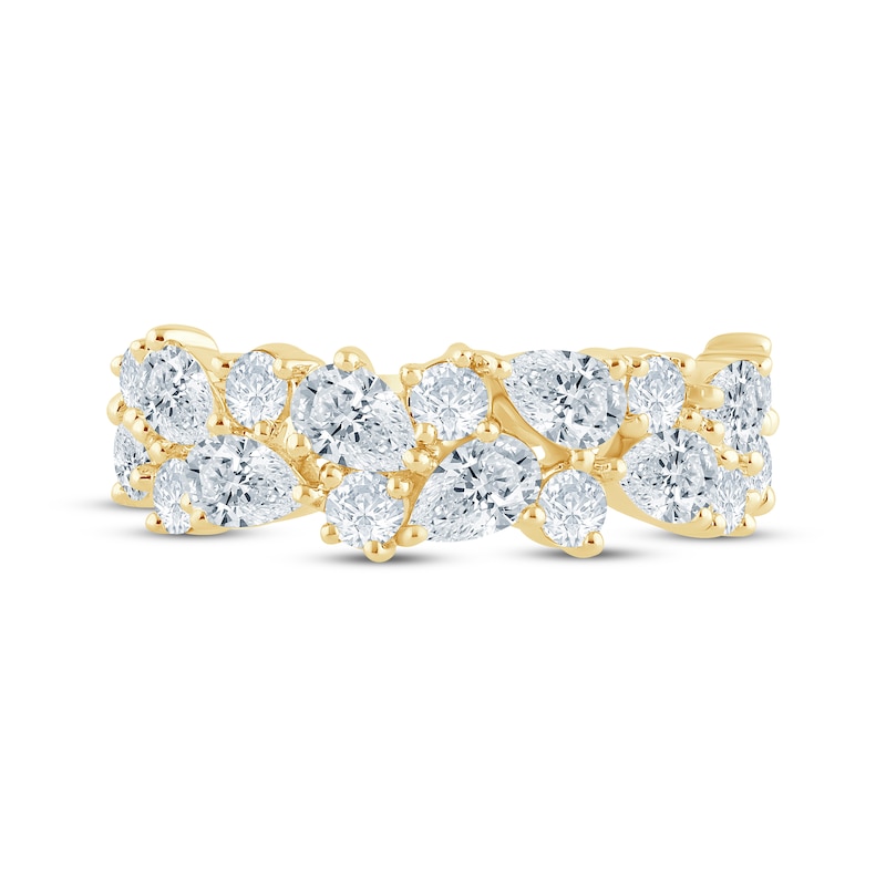 Monique Lhuillier Bliss Pear-Shaped & Round-Cut Lab-Created Diamond Anniversary Ring 2 ct tw 18K Yellow Gold