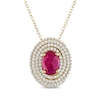 Thumbnail Image 0 of Greenland Rubies Collection Oval-Cut Natural Ruby & Lab-Created Diamond Necklace 3/8 ct tw 14K Yellow Gold 18"