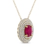 Thumbnail Image 1 of Greenland Rubies Collection Oval-Cut Natural Ruby & Lab-Created Diamond Necklace 3/8 ct tw 14K Yellow Gold 18"