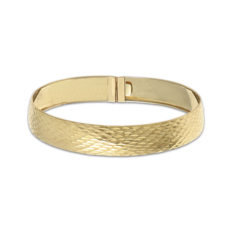 Italian Brilliance Diamond-Cut Flex Bangle Bracelet 14K Yellow Gold