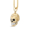 Thumbnail Image 1 of Men's Black & White Diamond Skull Necklace 1/8 ct tw 10K Yellow Gold 22"