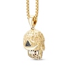Thumbnail Image 2 of Men's Black & White Diamond Skull Necklace 1/8 ct tw 10K Yellow Gold 22"