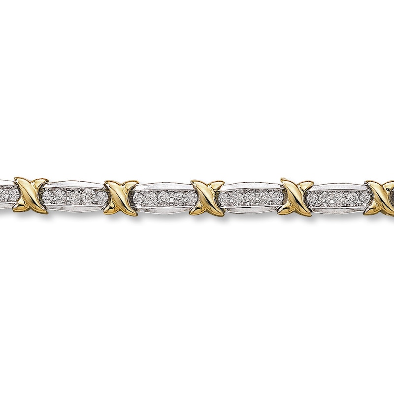 Previously Owned Bracelet 2 ct tw Round Diamonds 10K Two-Tone Gold