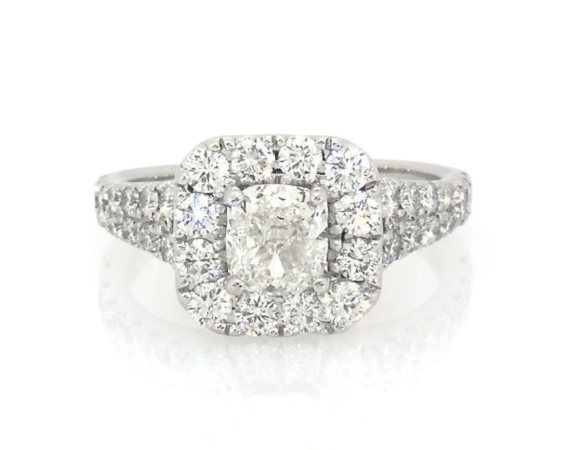 Previously Owned Neil Lane Diamond Engagement Ring 2-1/6 ct tw Cushion-cut 14K White Gold