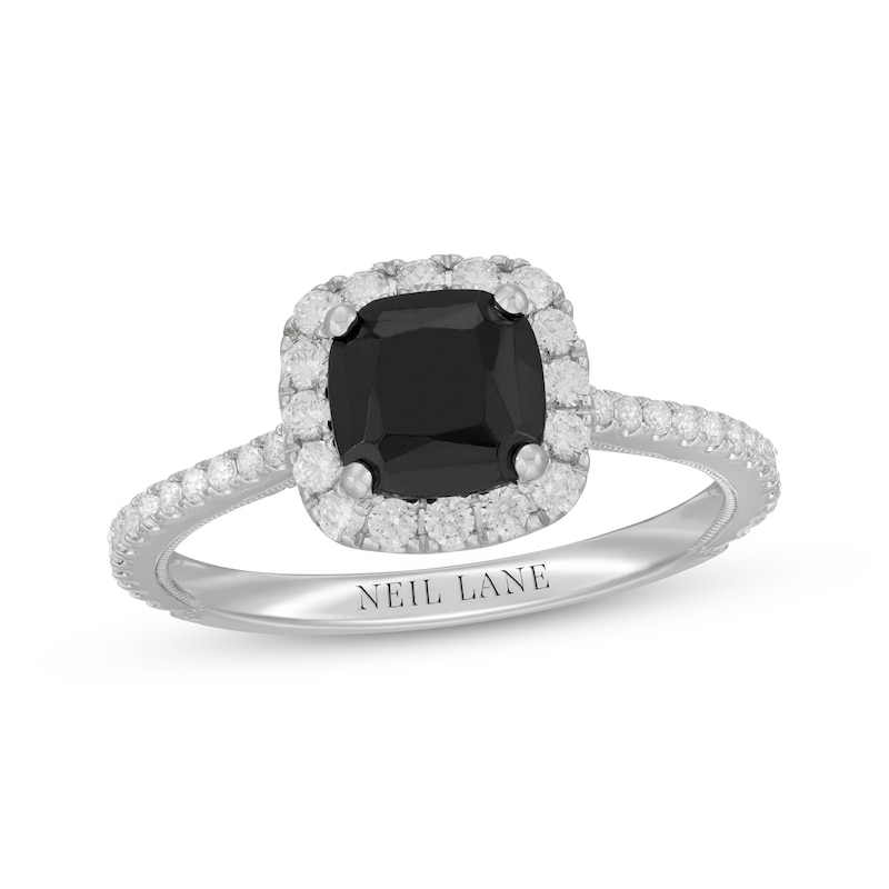 Neil Lane Cushion-Cut Black Diamond & White Diamond Engagement Ring 2 ct tw 14K White Gold