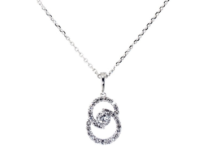 Previously Owned Encircled by Love Diamond Necklace 1/4 ct tw Round-cut 10K White Gold 18"