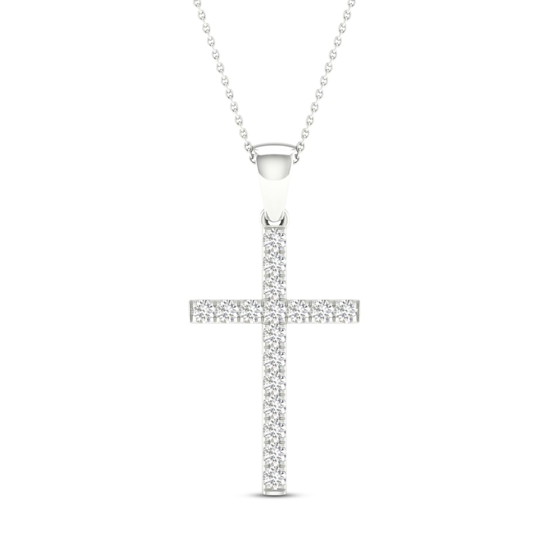 Previously Owned Diamond Cross Necklace 1/4 ct tw Round-Cut 10K White Gold 18"