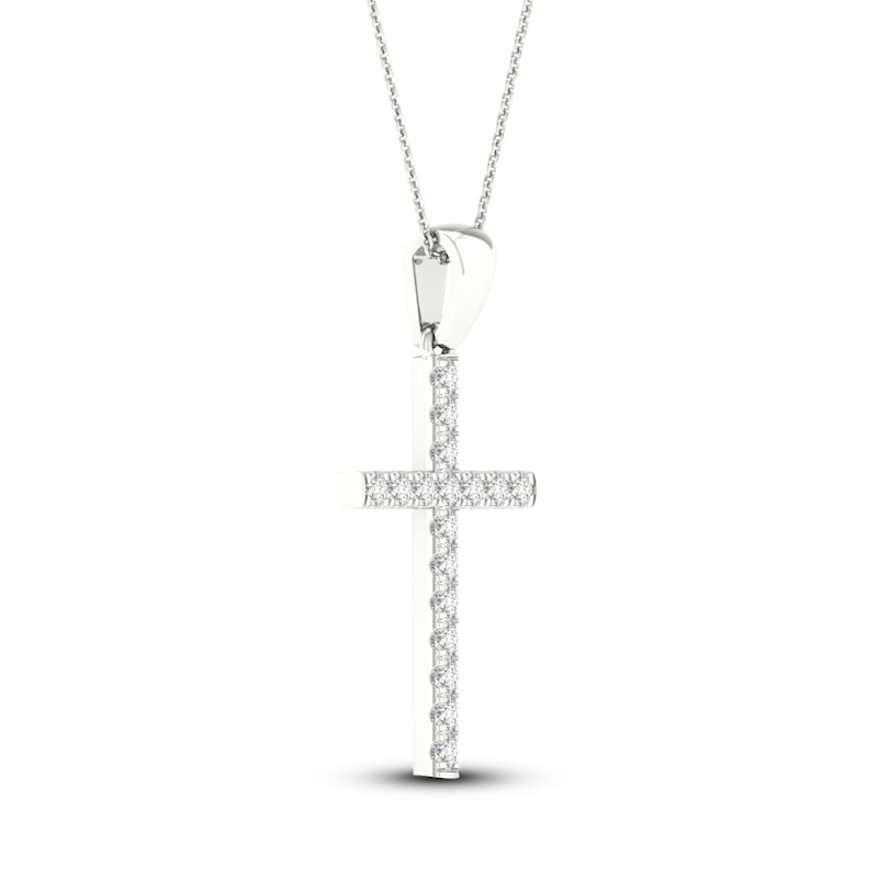 Previously Owned Diamond Cross Necklace 1/4 ct tw Round-Cut 10K White Gold 18"