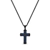 Thumbnail Image 0 of Men's Black Diamond Cross Necklace 1/4 ct tw Black & Blue Ion-Plated Stainless Steel 24"