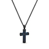 Thumbnail Image 1 of Men's Black Diamond Cross Necklace 1/4 ct tw Black & Blue Ion-Plated Stainless Steel 24"