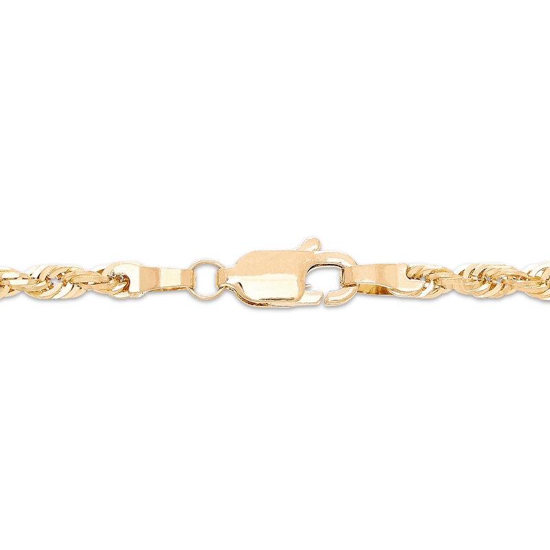 Solid Glitter Rope Chain Bracelet 3mm 14K Yellow Gold 7.5"
