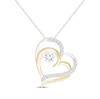 Thumbnail Image 0 of Unstoppable Love Lab-Created Diamond Double Heart Necklace 1/2 ct tw 10K Two-Tone Gold 18"