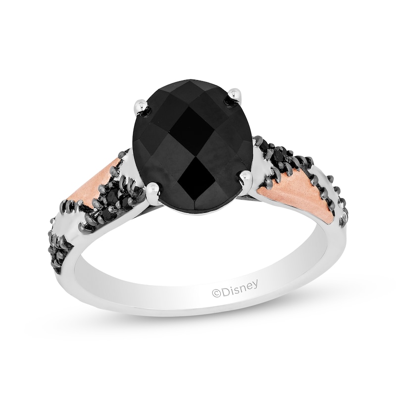 Disney Treasures The Nightmare Before Christmas Onyx Diamond Ring 1/20 ct tw Sterling Silver & 10K Rose Gold