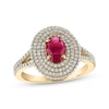 Thumbnail Image 0 of Greenland Rubies Collection Oval-Cut Natural Ruby & Lab-Created Diamond Ring 5/8 ct tw 14K Yellow Gold
