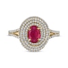 Thumbnail Image 2 of Greenland Rubies Collection Oval-Cut Natural Ruby & Lab-Created Diamond Ring 5/8 ct tw 14K Yellow Gold