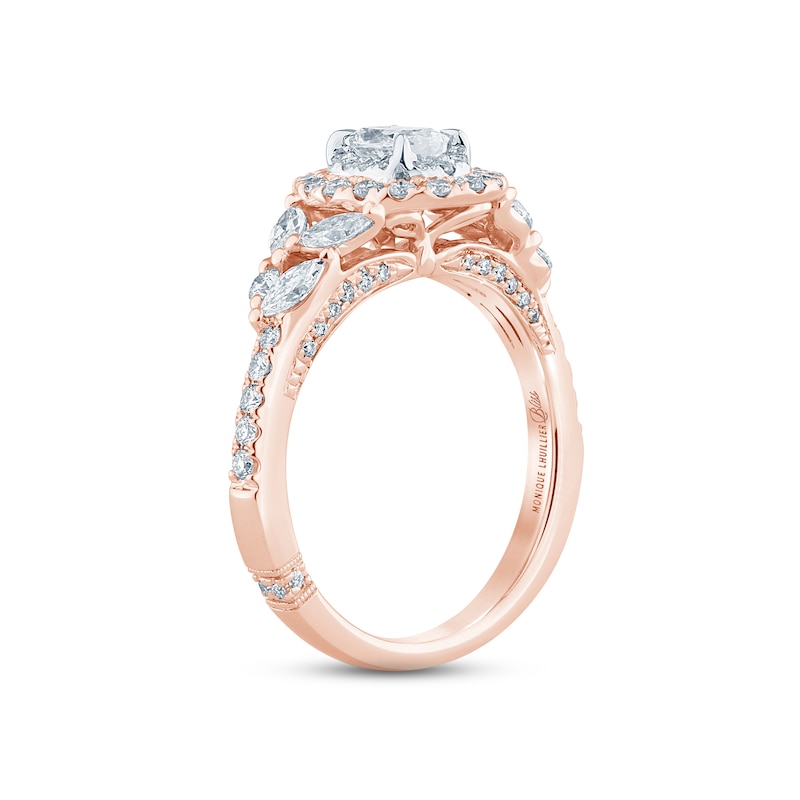 Monique Lhuillier Bliss Diamond Engagement Ring 1-1/4 ct tw Oval, Round & Marquise-cut 18K Two-Tone Gold