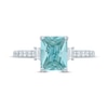 Thumbnail Image 3 of Monique Lhuillier Bliss Emerald-Cut Aquamarine & Diamond Engagement Ring 1/2 ct tw 14K White Gold