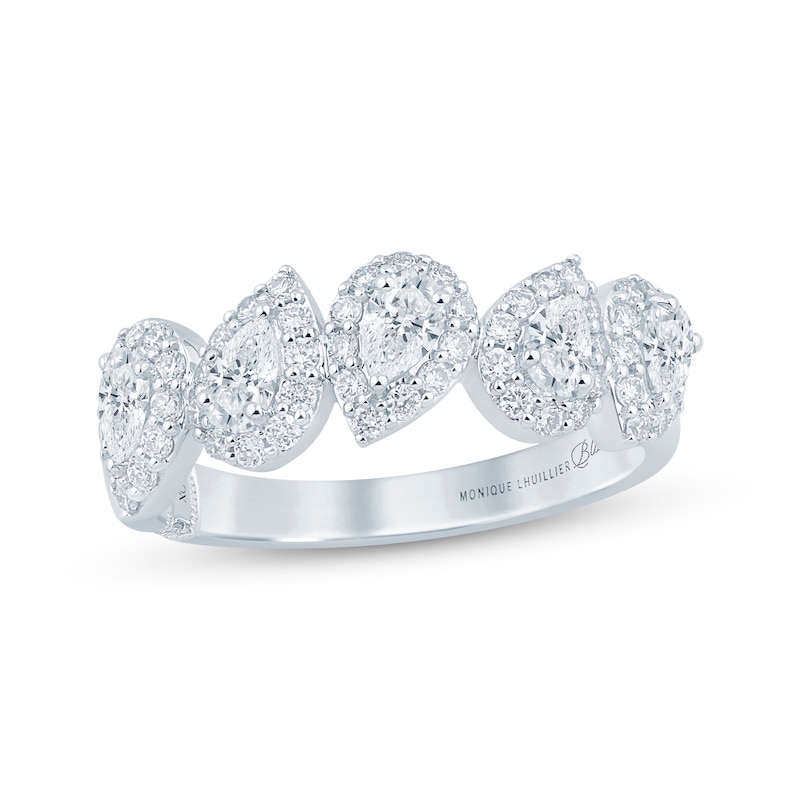 Monique Lhuillier Bliss Pear-Shaped Lab-Created Diamond Anniversary Ring 1 ct tw 18K White Gold