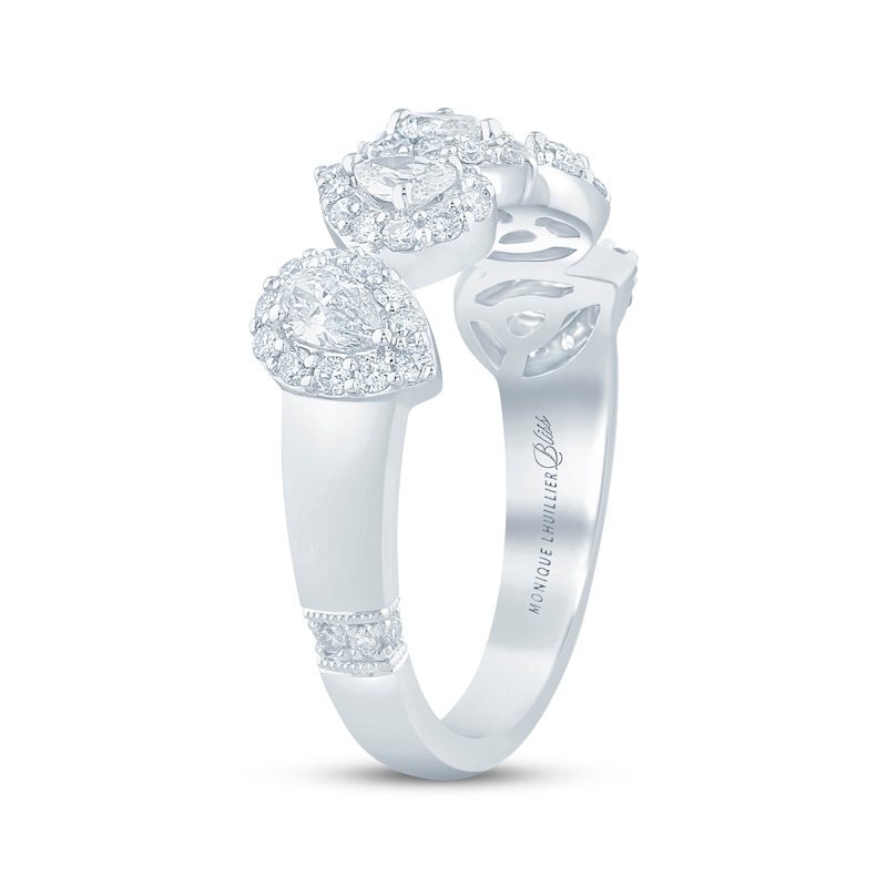 Monique Lhuillier Bliss Pear-Shaped Lab-Created Diamond Anniversary Ring 1 ct tw 18K White Gold