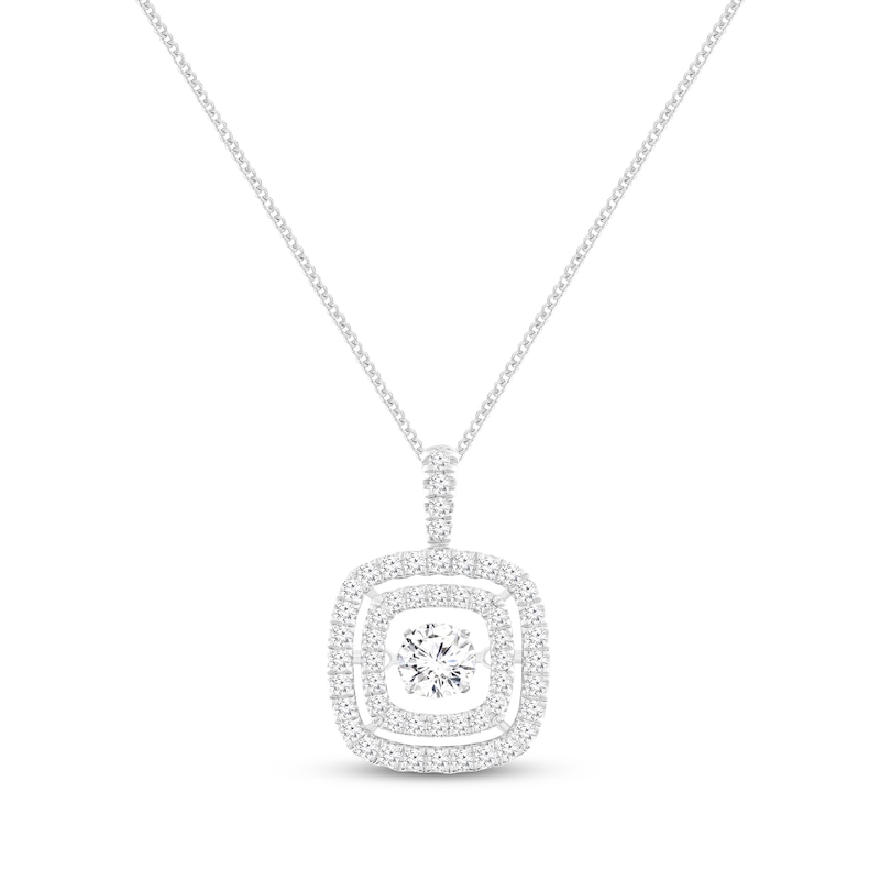 Unstoppable Love Lab-Created Diamond Double Cushion Frame Necklace 1-1/2 ct tw 14K White Gold 19”