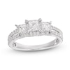 Thumbnail Image 0 of Memories Moments Magic Three-Stone Diamond Engagement Ring 1 ct tw Princess/Round 14K White Gold