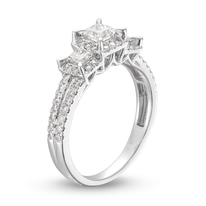 Memories Moments Magic Three-Stone Diamond Engagement Ring 1 ct tw Princess/Round 14K White Gold