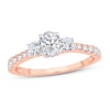Thumbnail Image 0 of Memories Moments Magic 3-Stone Diamond Engagement Ring 1 ct tw Oval & Round 14K Rose Gold