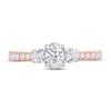 Thumbnail Image 2 of Memories Moments Magic 3-Stone Diamond Engagement Ring 1 ct tw Oval & Round 14K Rose Gold