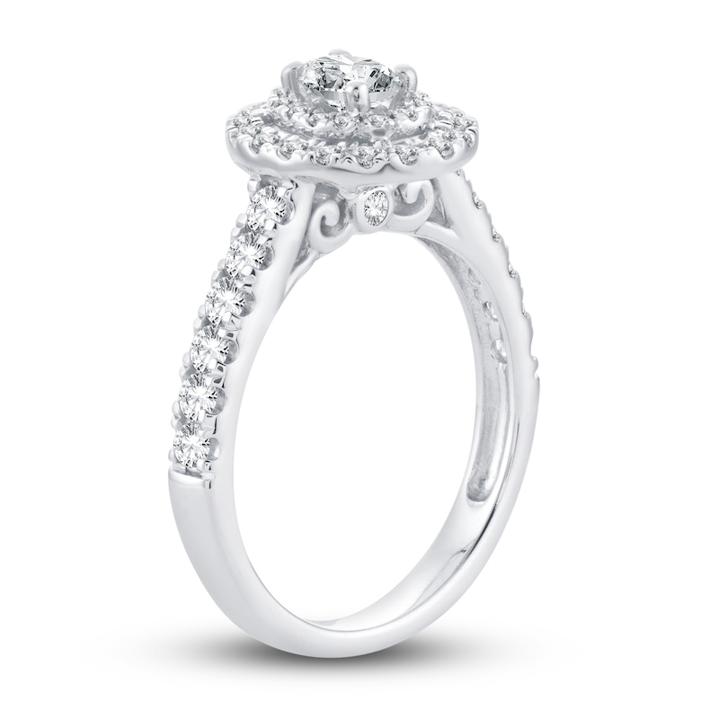 Diamond Engagement Ring 1 ct tw Oval & Round-cut 14K White Gold