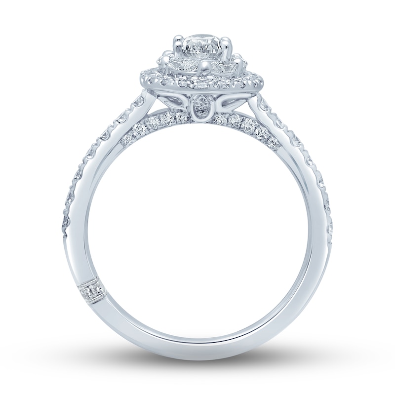 Monique Lhuillier Bliss Diamond Engagement Ring 1-1/4 ct tw Oval, Marquise & Round-cut 18K White Gold