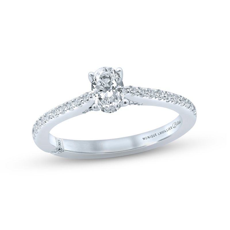 Monique Lhuillier Bliss Diamond Engagement Ring 5/8 ct tw Oval & Round-Cut 18K White Gold
