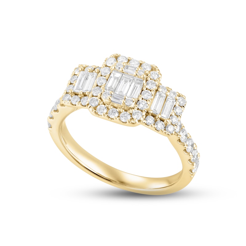 Memories Moments Magic Multi-Diamond Engagement Ring 1 ct tw Baguette & Round-cut 14K Yellow Gold