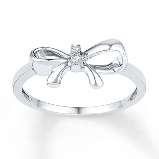 Bow Ring Diamond Accents Sterling Silver|Kay