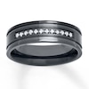Thumbnail Image 0 of Men's 7mm Wedding Band 1/6 ct tw Diamonds Stainless Steel