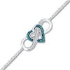 Thumbnail Image 0 of Heart/Infinity Bracelet 1/10 cttw Blue Diamonds Sterling Silver