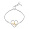 Thumbnail Image 0 of Diamond Heartbeat Bolo Bracelet Sterling Silver & 10K Yellow Gold