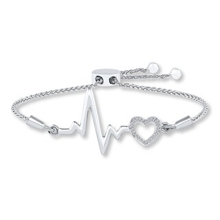 Heartbeat Bolo Bracelet 1/20 ct tw Diamonds Sterling Silver|Kay