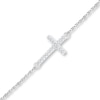 Thumbnail Image 0 of Diamond Cross Anklet 1/20 ct tw Round-cut Sterling Silver