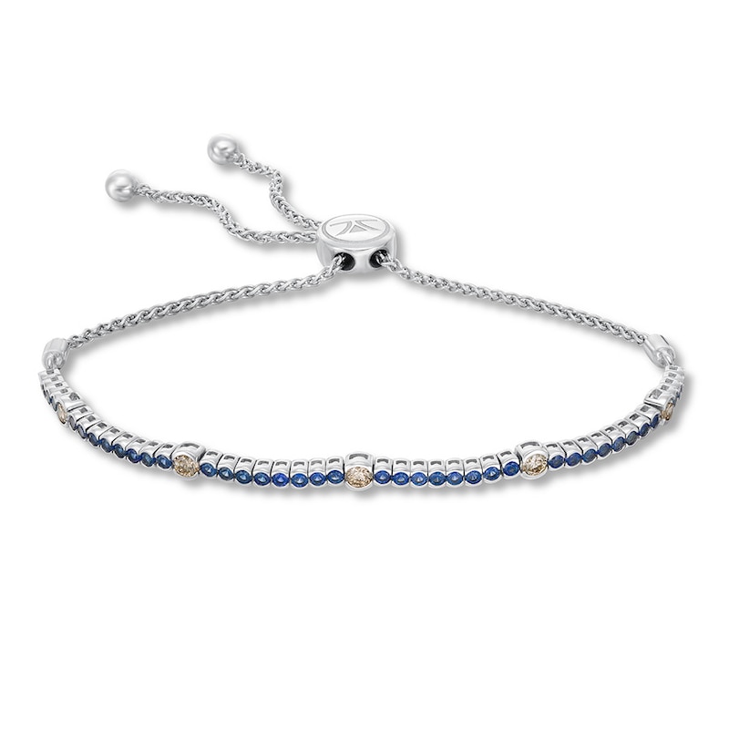 Le Vian Sapphire & 3/8 ct tw Diamond Bolo Bracelet 14K Vanilla Gold
