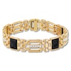 Thumbnail Image 0 of Men's Black Onyx Bracelet 1/2 ct tw Diamonds 10K Yellow Gold 8.5"