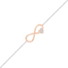 Thumbnail Image 1 of Diamond Infinity Heart Anklet 1/20 ct tw Round-cut Sterling Silver & 10K Rose Gold 9"