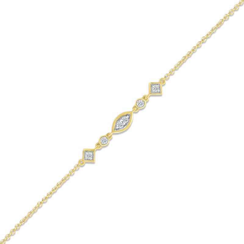 Diamond Shapes Anklet 1/15 ct tw Round-cut 10K Yellow Gold 9"