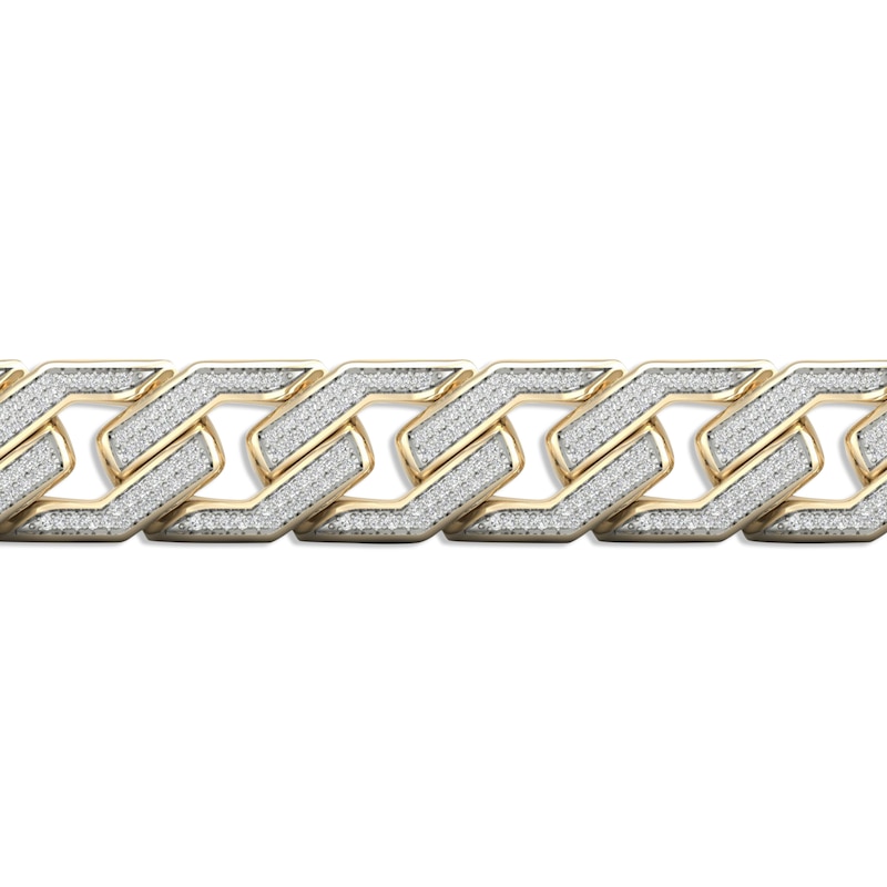 Men's Diamond Angled Curb Bracelet 10K Yellow Gold 8.5"