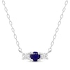 Thumbnail Image 0 of Blue Sapphire & Diamond Three-Stone Necklace 1/8 ct tw 10K White Gold 18