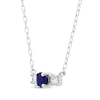 Thumbnail Image 1 of Blue Sapphire & Diamond Three-Stone Necklace 1/8 ct tw 10K White Gold 18