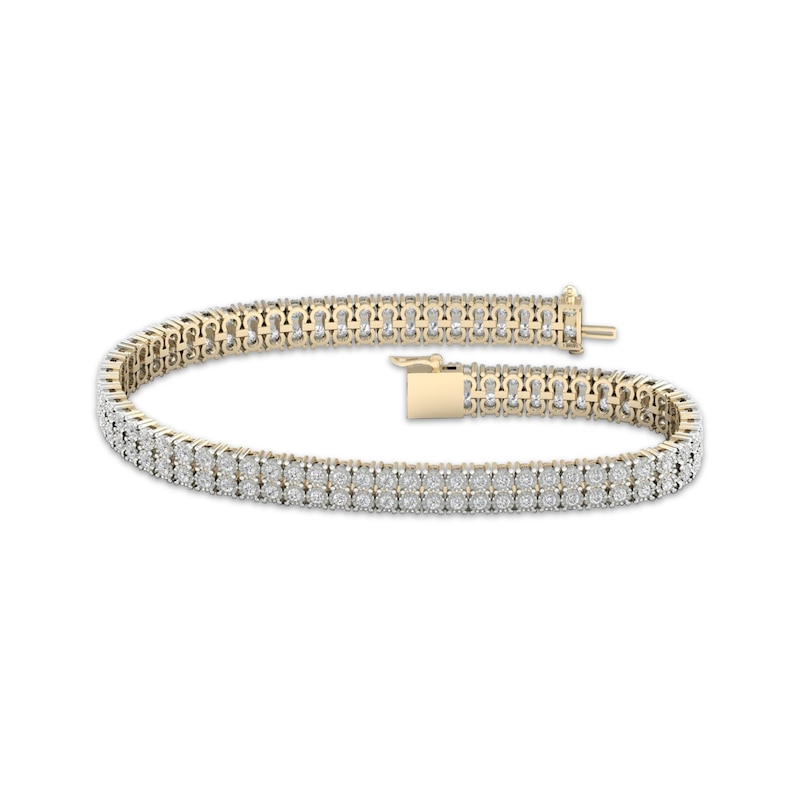 Men's Diamond Two-Row Bracelet 4-1/2 ct tw 14K Yellow Gold 8.5"