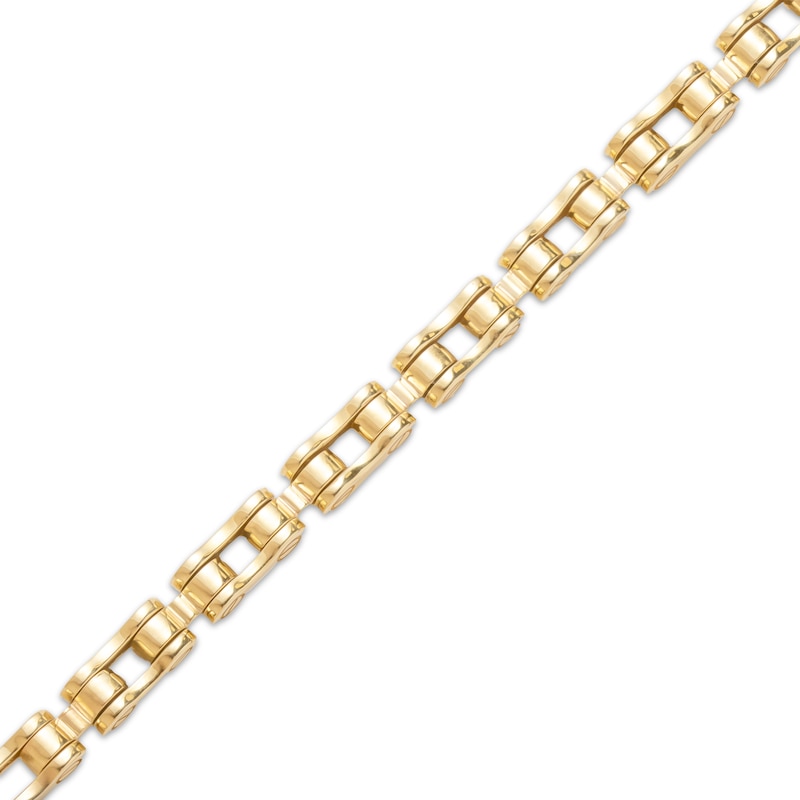 Men's Solid Bicycle Chain Bracelet 10K Yellow Gold 8.25"